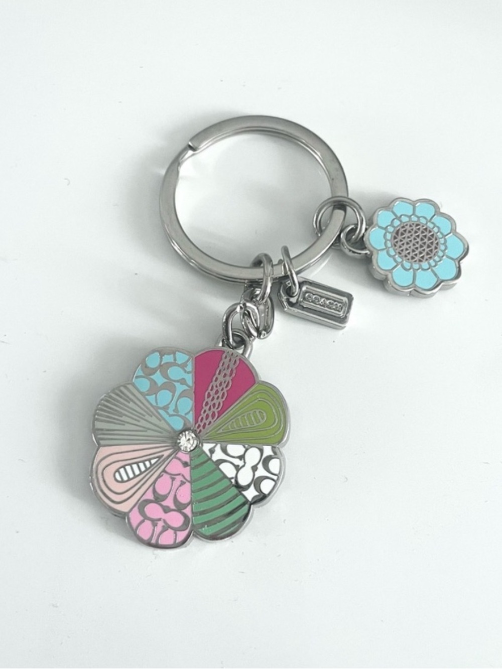 Coach Multicolor Floral Enamel Key & Card Holder Charm
